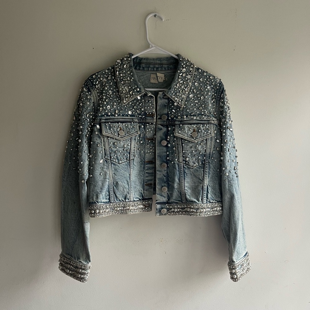 Alice + Olivia Blue Embellished Jean Jacket - Picture 5 of 16